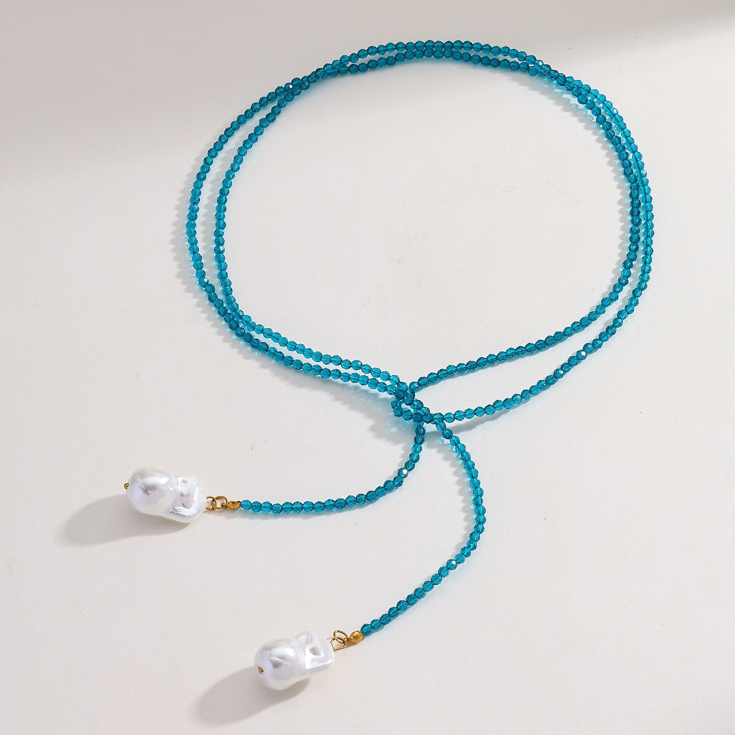 Glass and Pearl wrap necklace