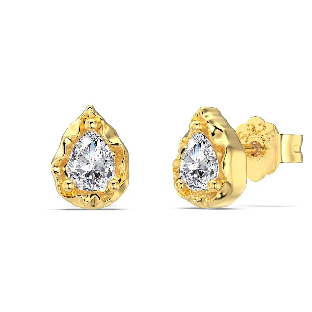 Hammered metal diamond studs