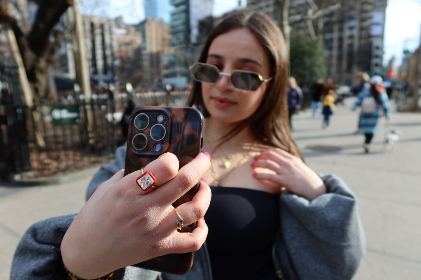 Chloe’s ruby red statement ring
