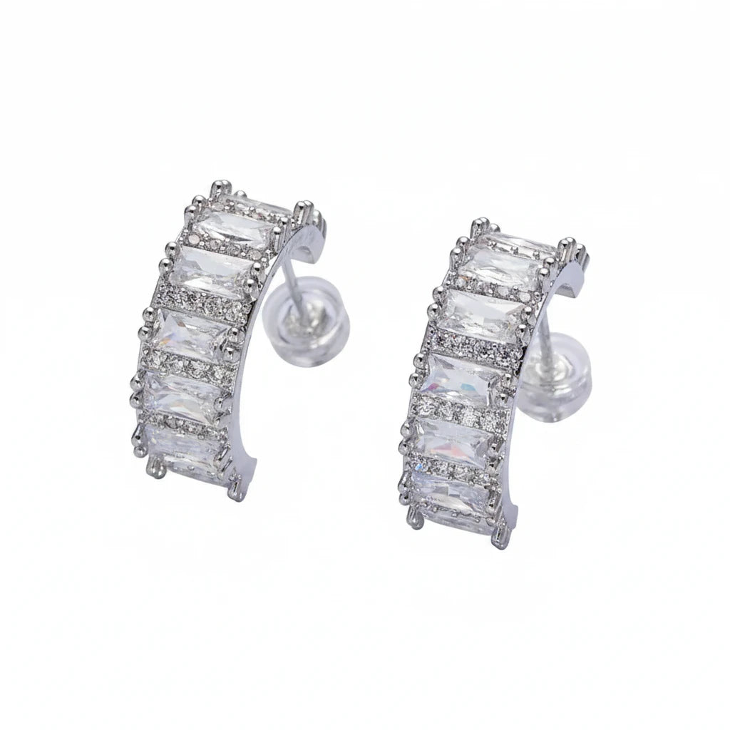 Crystal moon half hoops