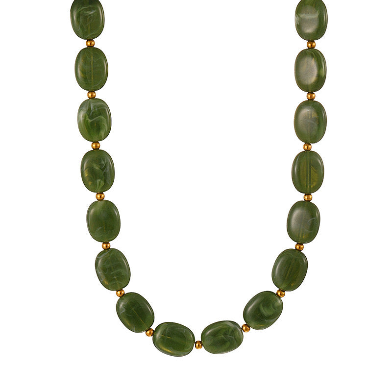 Oval Beadz Necklace with Gold Accents