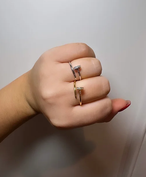 Dainty D Nail Ring