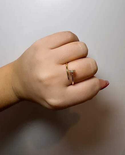 Dainty D Nail Ring