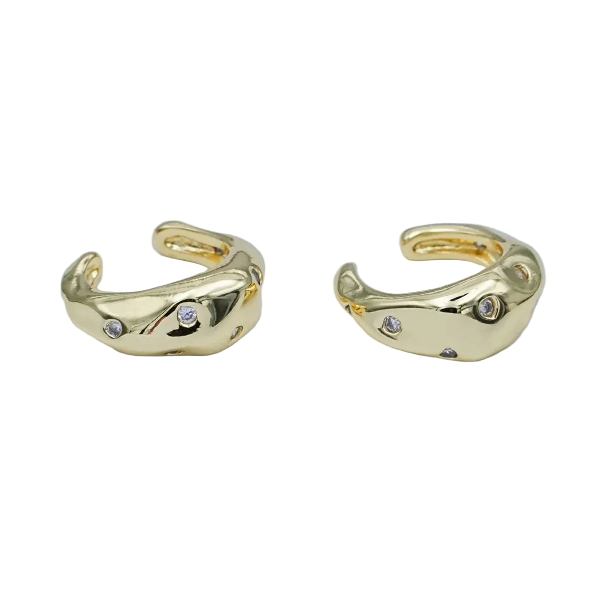 Textured Gold Ear Cuff with Scattered CZs