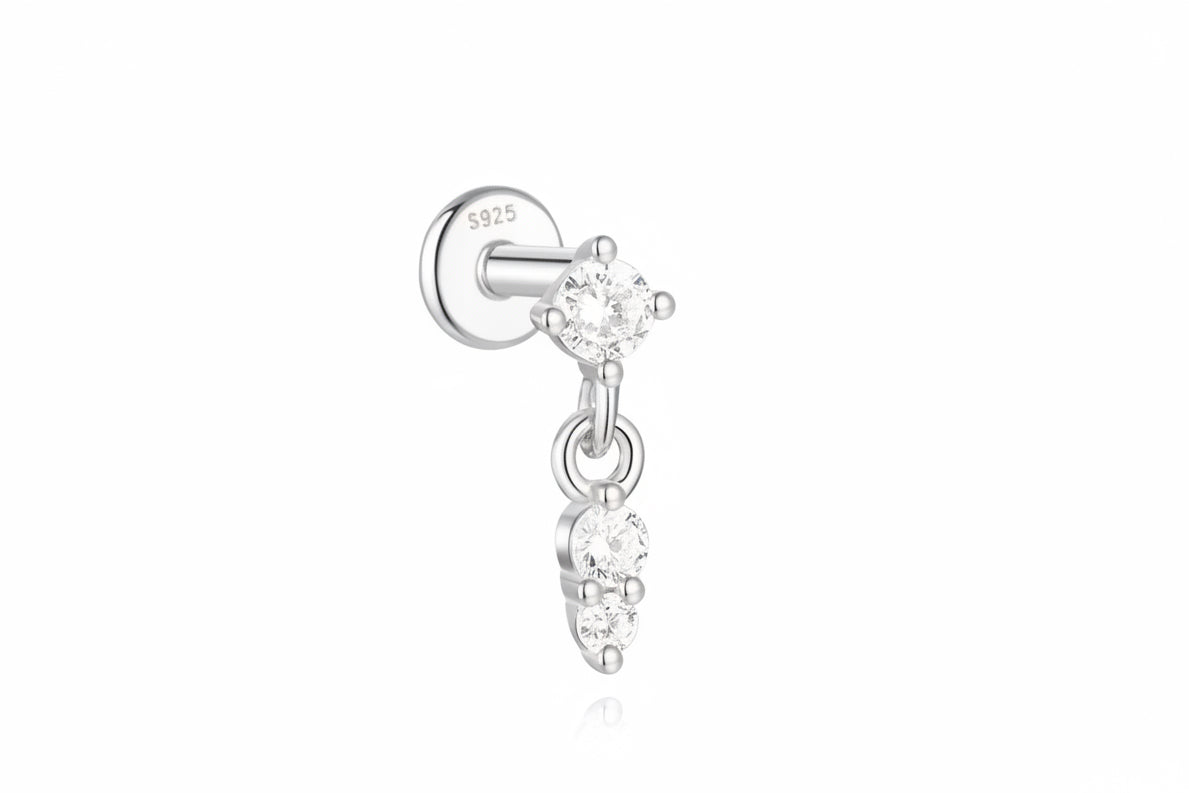 White gold drip cartilage earring ￼