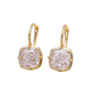 Cushion-Cut CZ Leverback Drop Earrings
