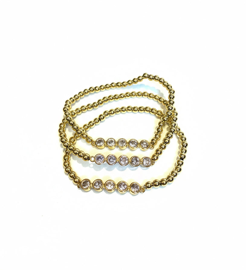 Beaded 5 diamond bracelet