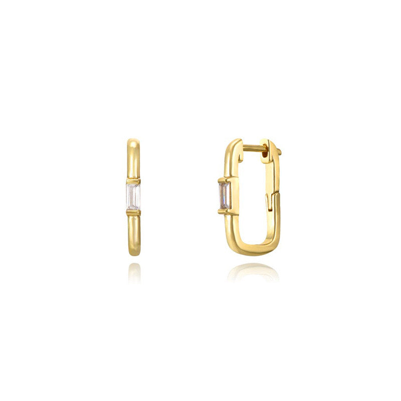 Sleek Rectangular Huggies with or without diamond