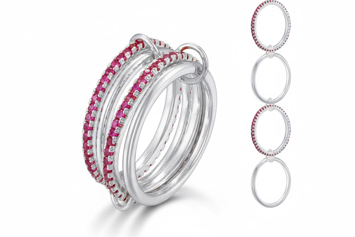 DrewezBeadz Stack Ring Pink x Silver
