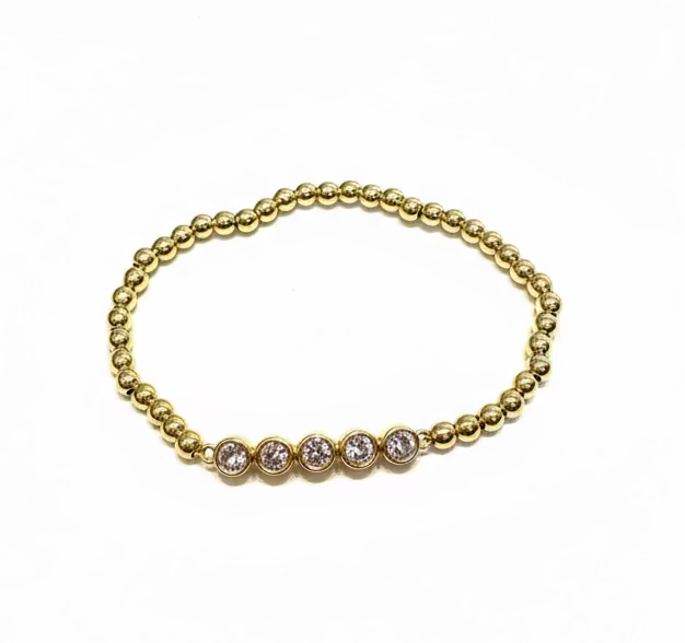 Beaded 5 diamond bracelet