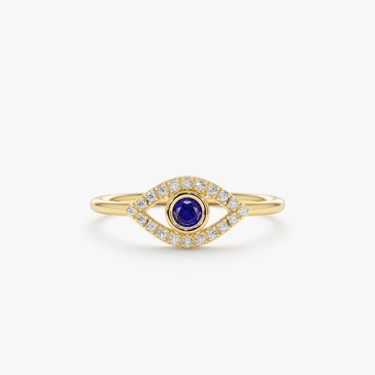 Blue Gemstone Evil Eye Ring