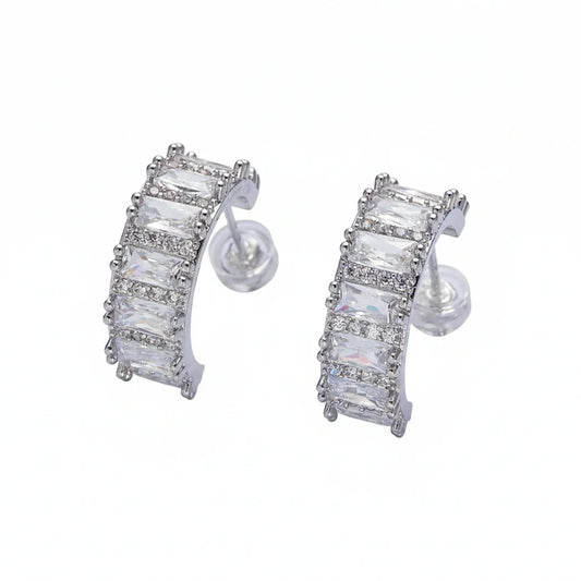 Crystal moon half hoops