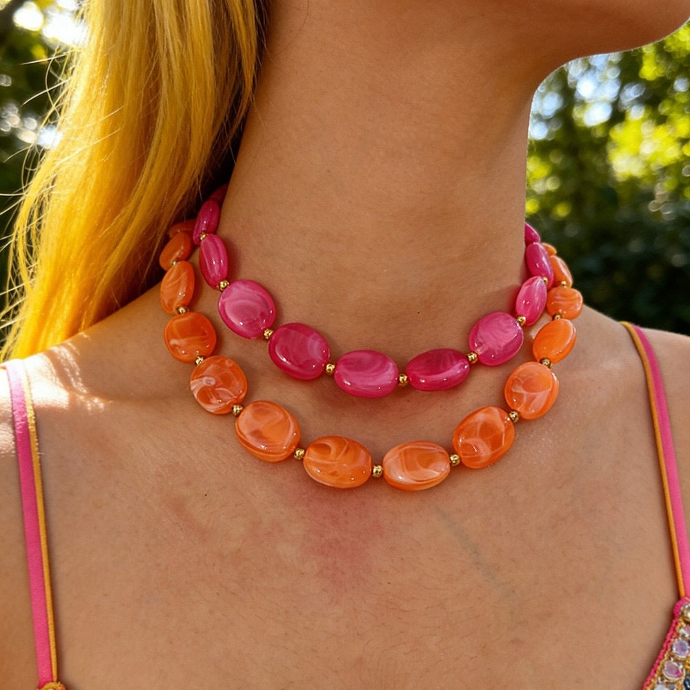 Oval Beadz Necklace with Gold Accents