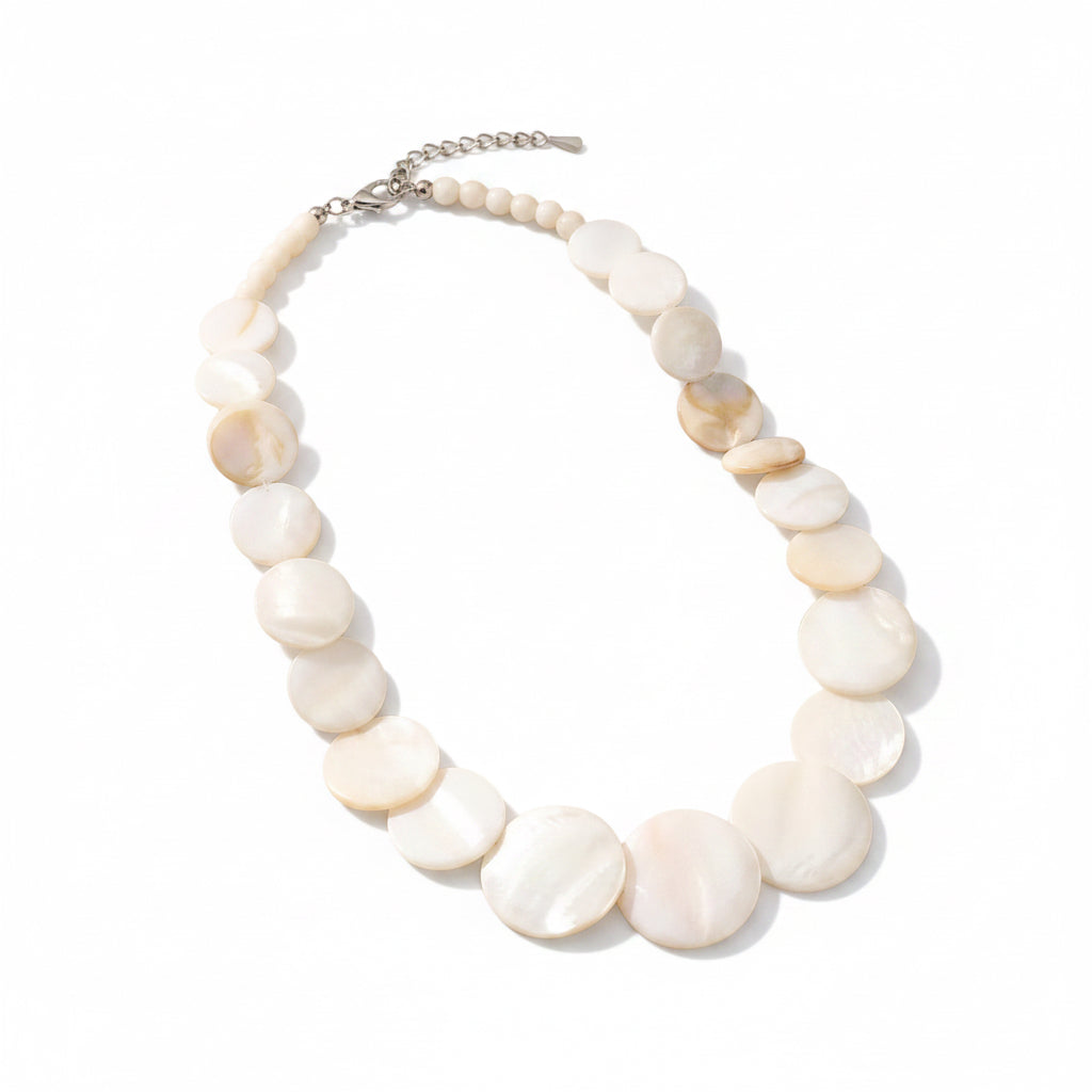 Mother-of-Pearl Shell Disc Statement Necklace