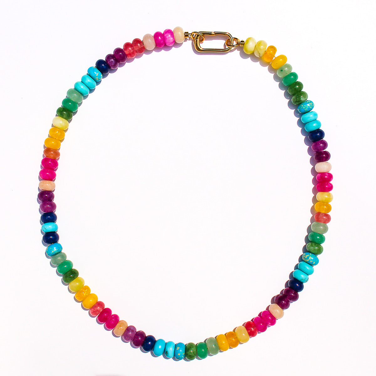 Rainbow Beadz Necklace with Gold Carabiner Clasp