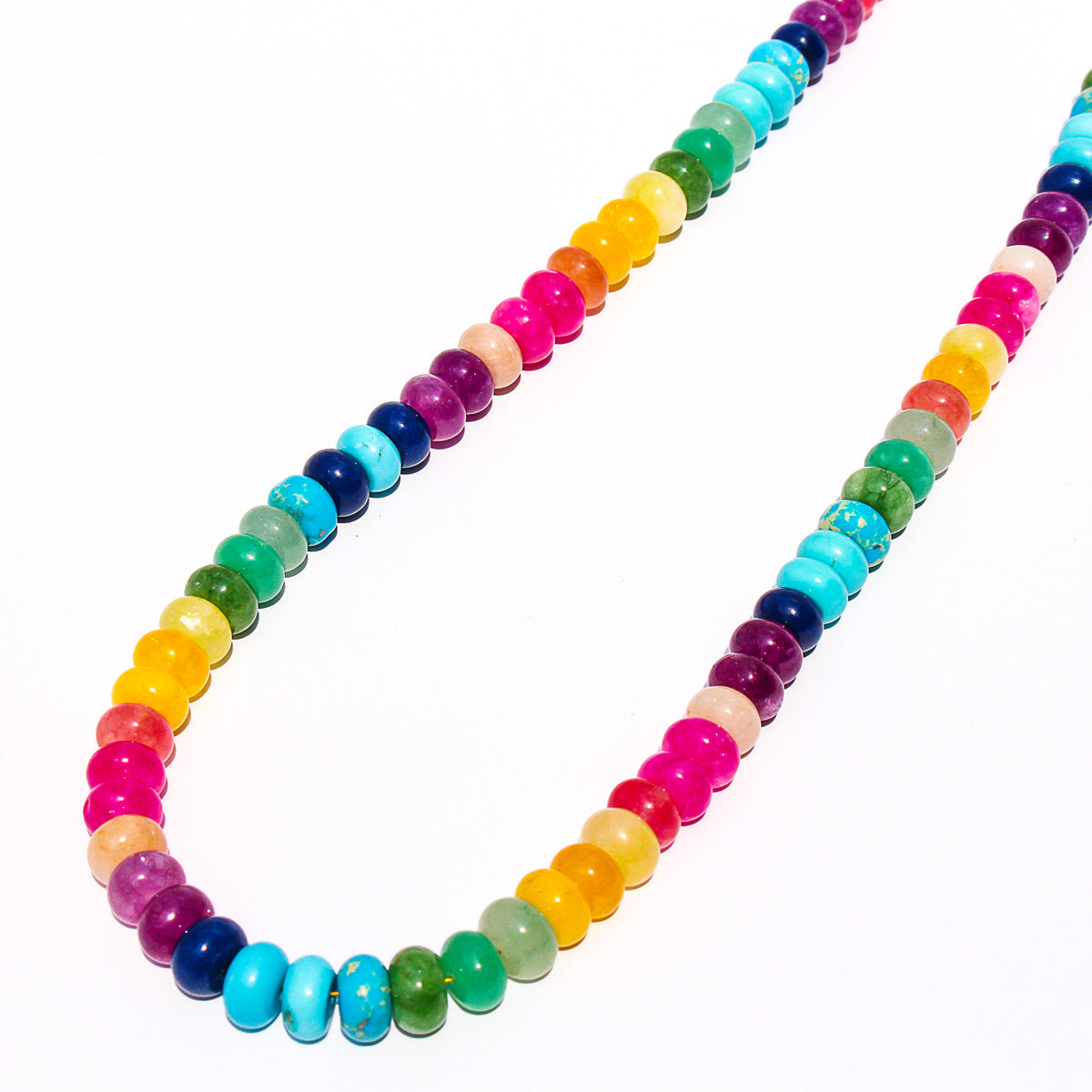 Rainbow Beadz Necklace with Gold Carabiner Clasp