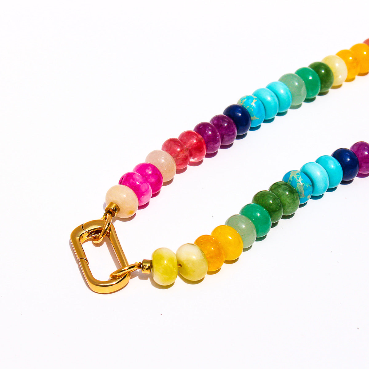 Rainbow Beadz Necklace with Gold Carabiner Clasp