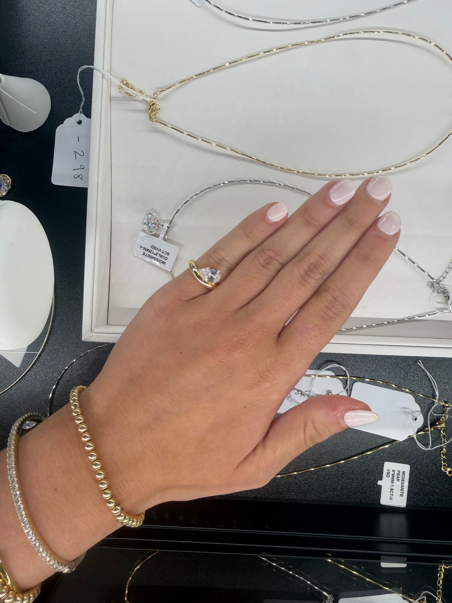Tilted Smooth Diamond Pinky Ring